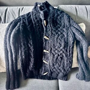 Club Monaco Black Wool Cable Knit Sweater